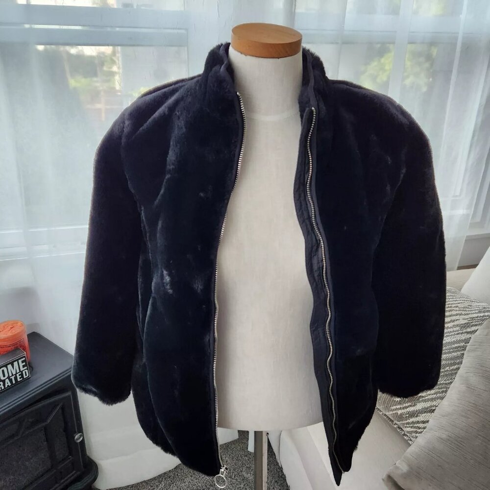 Gap Kids M Medium Black Faux Fur Jacket Super Soft New